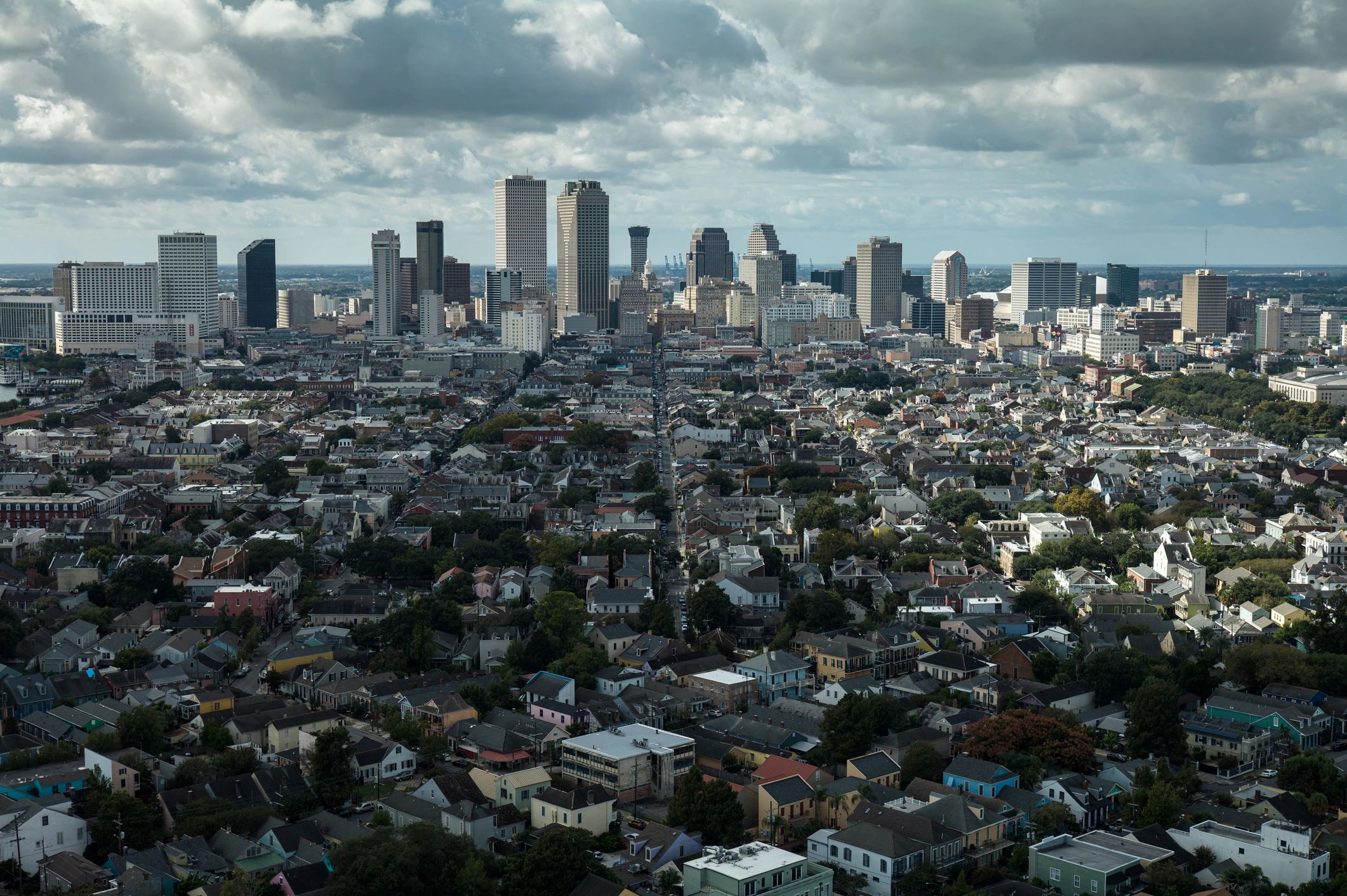 Looking South at Garden District and Central City Towards Downtown New Orleans - Aerial
